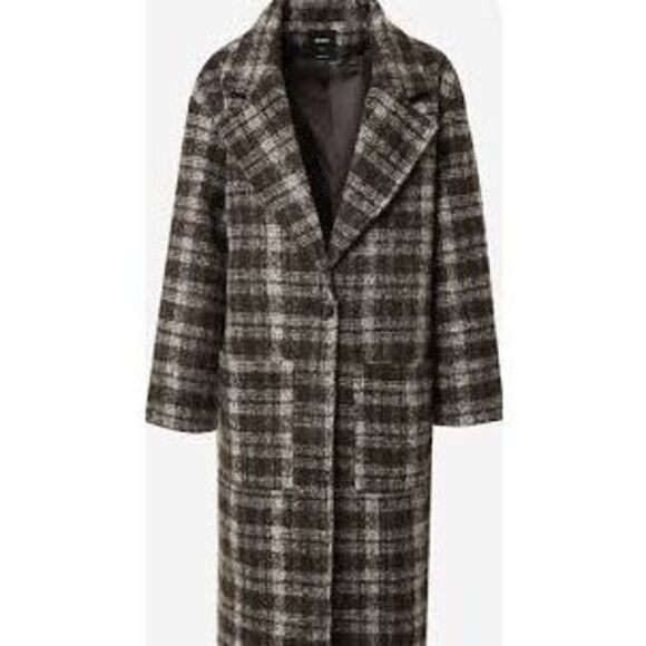 COTTON ON Long Oversized Plaid Coat Size L (AS IS) - Picture 14 of 16